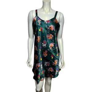Looney Tunes Green Satin Slip Dress, Vintage 1997, Polyester, L